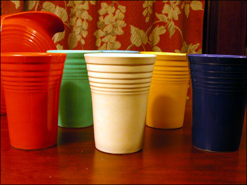 Vintage Fiestaware water tumblers